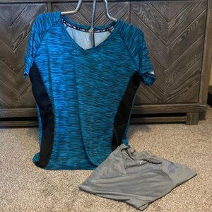 Game Time Teal/Black and gray Performance vneck Tee’s, bundle of 2